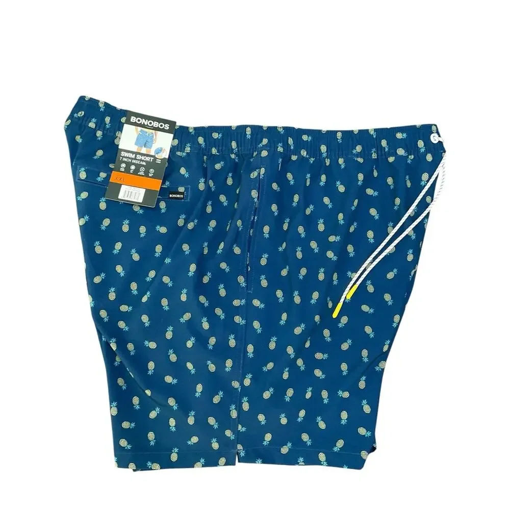 Bonobos Mens Swim Lined Shorts Blue Pineapples UPF 50+ Pockets Size XXL NWT